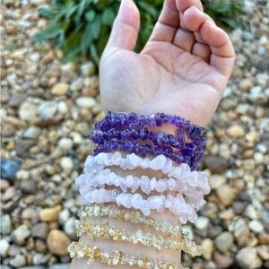 Natural Pink Quartz/Amethyst/Citrine Chip Bracelets